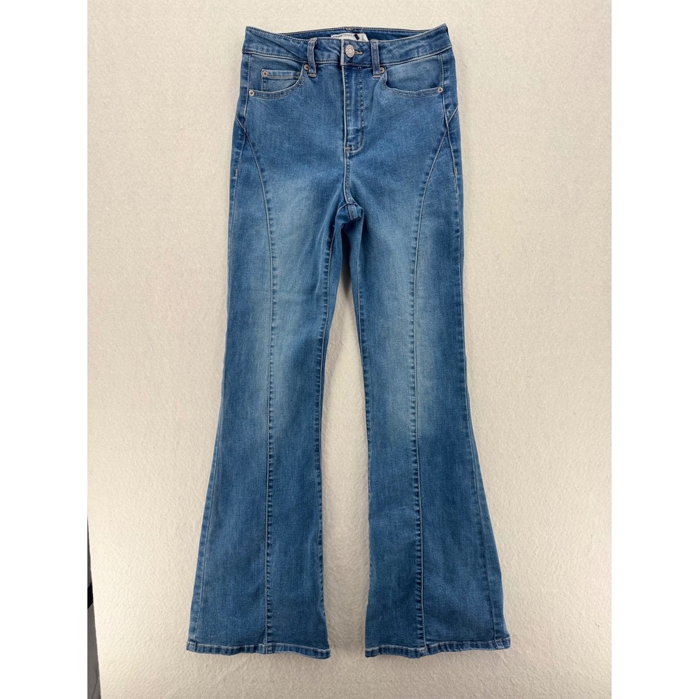Vintage Garage Denim High Rise Flare Jeans Seamed Front Medium Wash Size 27